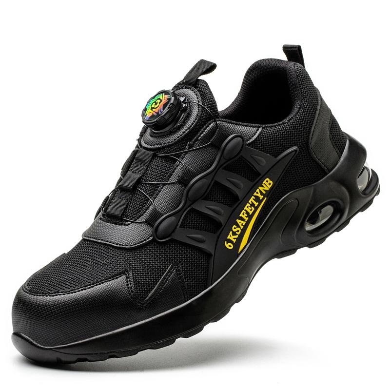 Men Rotating Button Safety Shoes Steel Toe Work Sneakers Indestructible Shoes Puncture-Proof Work Boots Air Cushion Safety Shoes