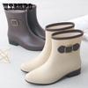 Shoe Women's Water Shoes Short Bump Rain Boots Anti-slip Flat Plastic Adult Water Boots Bow Solid Color Rain Boots