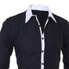Patchwork Turn-down Collar Men Shirt Top Long Sleeve Buttons Closure Business Shirt Male Clothing