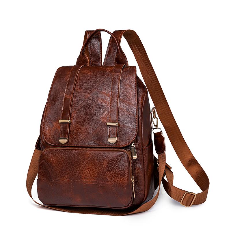 Backpack Women's Bag Fashion Large Capacity Retro Soft Leather Women's Backpack