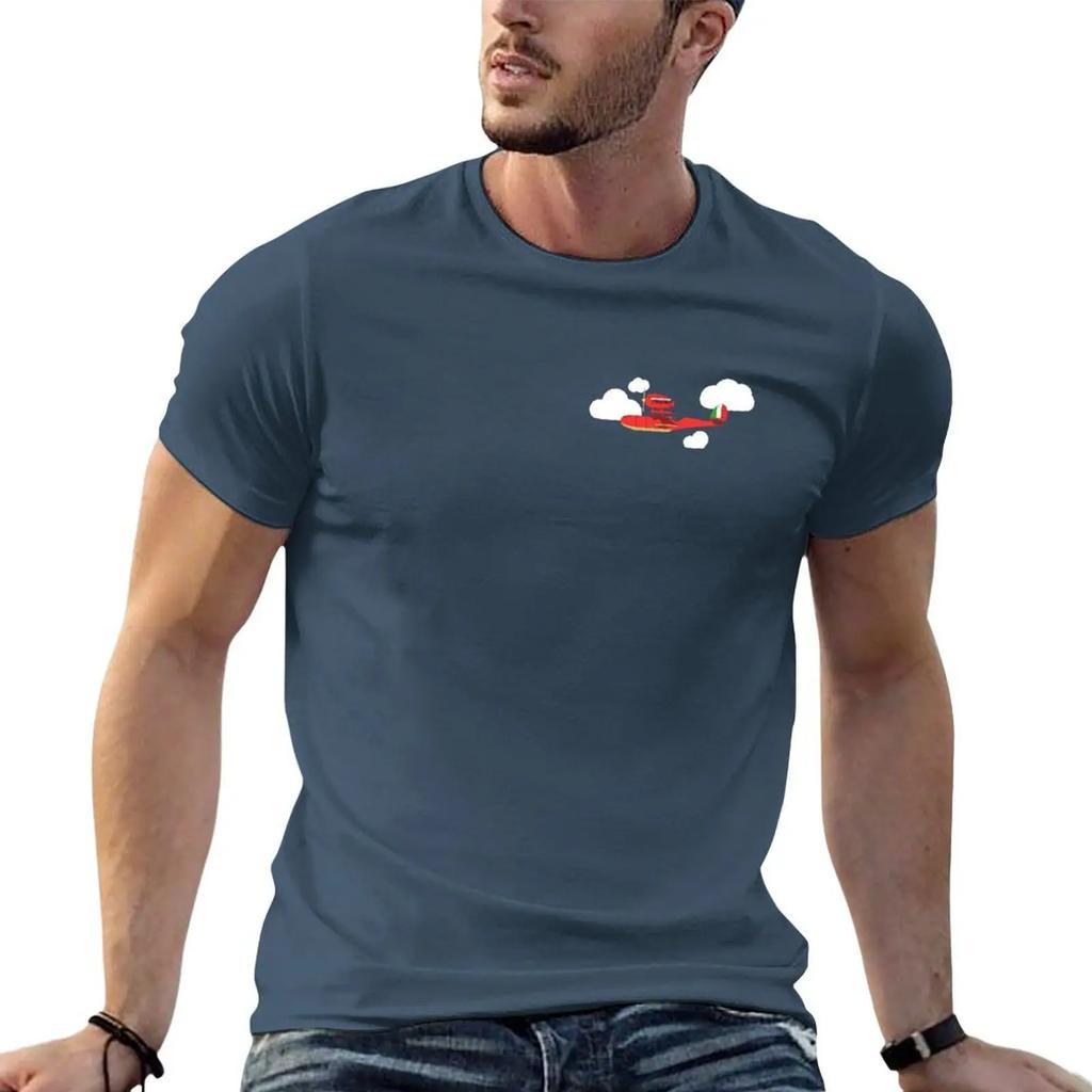 Crimson Pig Red Plane T-Shirt Plain Summer Top Custom Shirt Shirts Graphic Men Clothing