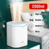 2000ML Large Capacity Double Spray Humidifier - Silent, USB-Powered, Night Light, Evaporative Cool Mist for Living Room & Bedroom, Quiet Operation