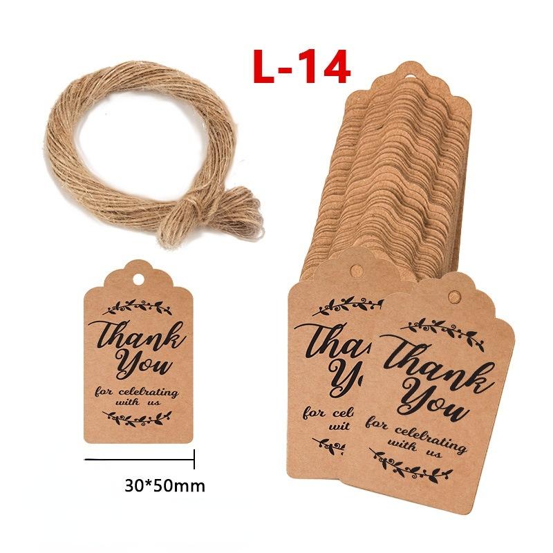 About 50PCS Kraft Paper Tags DIY Handmade/Thank You Multi Style Crafts Hang Tag With Rope Labels Gift Wrapping Supplies Wedding Favors