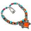 Tibetan Turquoise, Coral Gemstone Handmade Jewelry Necklace 18" A5u08