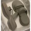 Summer New Hot Sale Women's Slippers Round Toe Platform Open Toe Outdoor Casual Flat Heel Fashion Concise Sandals