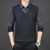 Fake Two-piece Sweater Men's Shirt Collar Long-sleeved Men's Velvet Thickened Winter Warm Top Bottoming Men's Sweater