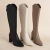 Plus Size 34-43 New Women Boots Zipper Thick High Heels Simple Thick High Heels Autumn Winter Boots Knee High