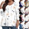 Женские топы больших размеров, рубашки с рукавами 3/4, повседневная одежда с V-образным вырезом, топы с принтами