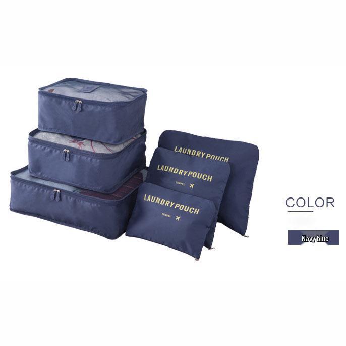 6-Piece Oxford Cloth Travel Storage Set: Includes Shoe Bag, Underwear Organizer, and More.
