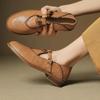 Fashion NEW Autumn/Spring Women Pumps Genuine Leather Shoes for Women Round Toe Low Heel Shoes Retro Buckle Strap Mary Janes Daily Shoes