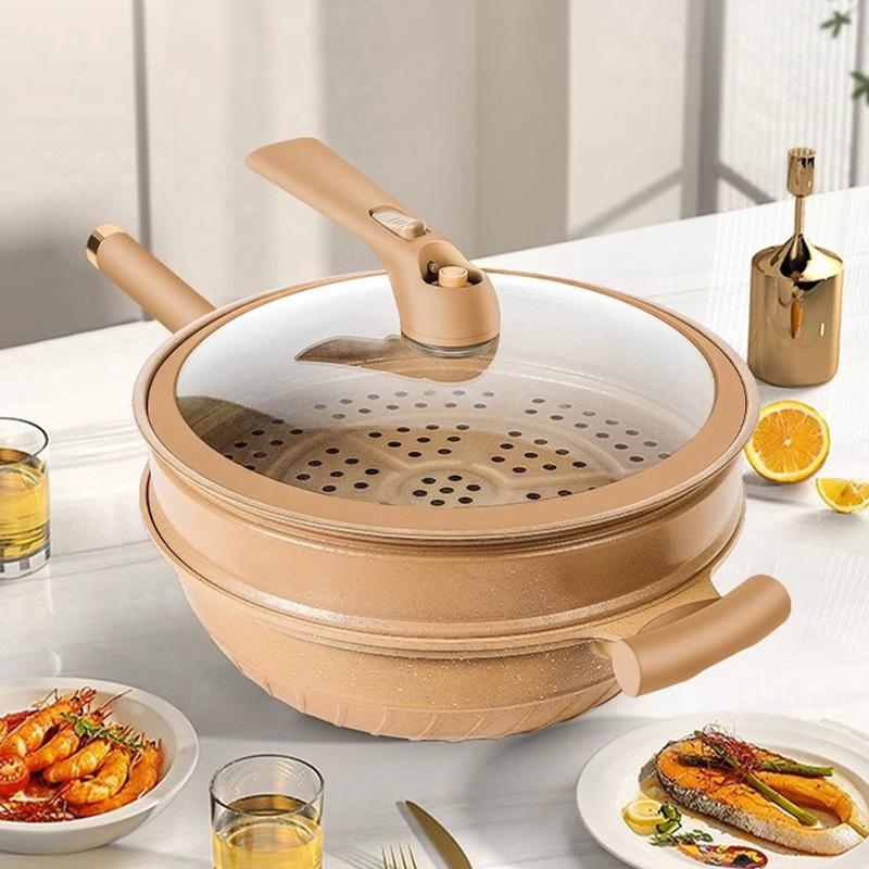 Бездымная керамическая газовая плита с антипригарным покрытием и индукционная сковорода