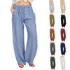 Summer Spring Women's Large Size Loose Cotton and Linen Casual Trousers Women
