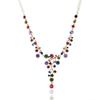 Women Multicolor Rhinestone Y-shaped Branch Bib Collar Chain Necklace