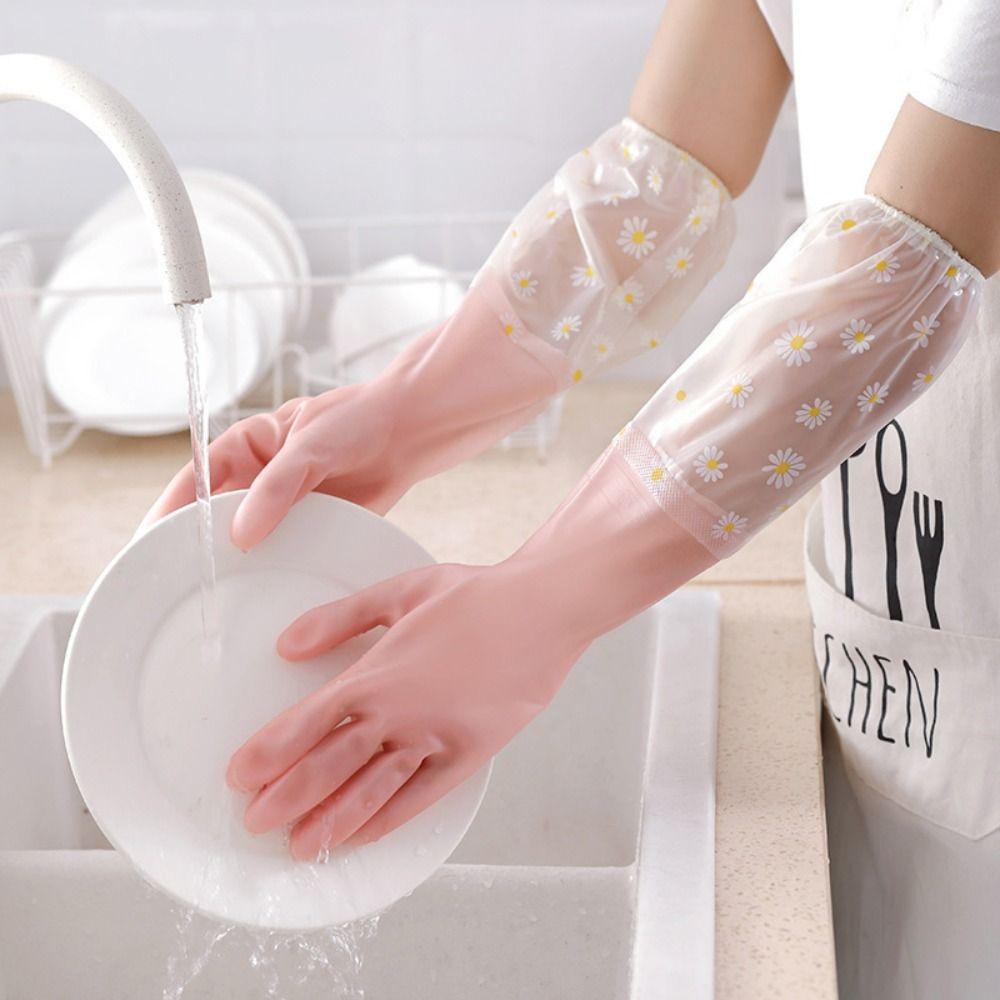 Rubber Thick Waterproof Household Scrubber Dishwashing Gloves Kitchen Clean Tool Cleaning Gloves