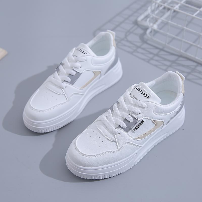 Korean Women's Sports Shoes - White Shoes, Thick Soled Women's Flat Shoes, Fashionable Student Casual Walking Shoes