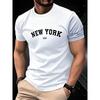 Men's Summer Fashion Casual Loose Large New York American Letter Printed Round Neck Short Sleeve T-shirt Top