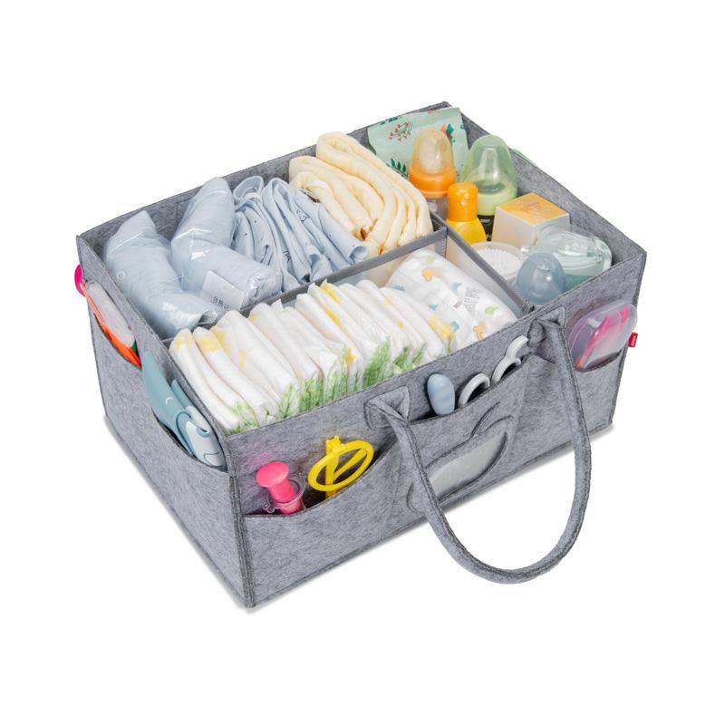 Travel Portable Mommy Bag Multifunctional Diaper Storage Bag Felt Cloth Storage Basket for Baby Suppily Diaper Organizer