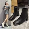 Autumn and Winter Chunky Heeled Square Head Thin Thin Padded Boots Women's Shoes Korean Version of High-heeled Niche Short Boots Female Boots