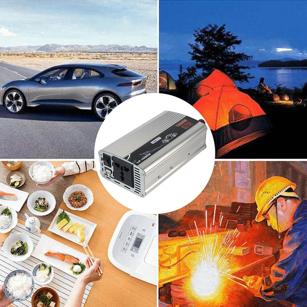 For Car Home Laptop Truck Solar Car Inverters 1000W 12V To 110V 220V Pure Sine Wave Power Inverter USB Interface Electronic Voltage Transformer