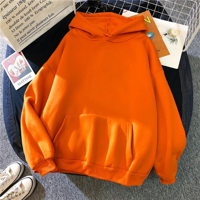 Women's Fashion Casual Solid Color Hooded Sweatshirt Loose Sports Tops Pullover