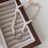 Korean Pearl Chain Choker Necklace Magnetic Heart Pendant For Women Girls Jewelry Bridal Engagement Gifts