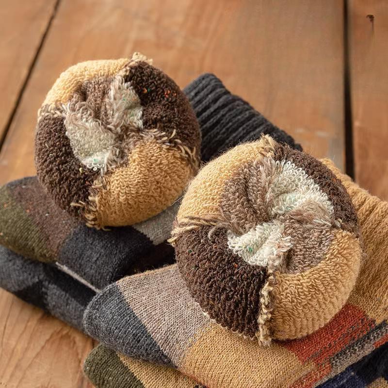 2/3/5 Pairs Winter Socks Thick Cotton Socks Keep Warm Mid-Tube Stocking Plaid Stocking Unisex One Size Fits All Leisure Sports Couple Socks