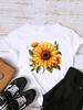 (Asian Size) Clothing Top Watercolor Flower Trend Short Sleeve T Shirt Casual O-neck Tee Fashion Print Lady Female Women Graphic T-shirts