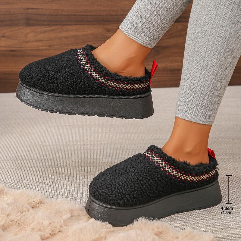 New Women's Plush Warm Thick-soled Cotton Slippers Winter Comfortable Closed-toe Women's Home Non-slip Thick-soled Slippers