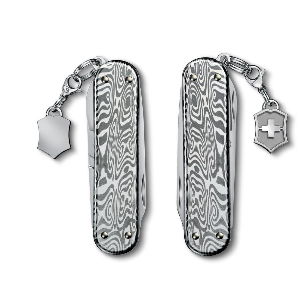 Victorinox Classic SD Brilliant Damast Swiss Army Knife Multifunctional Knife Outdoor Camping Scissors with Flathead Screwdriver Equipped with Nail