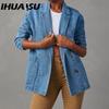 Spring Autumn Fashionable Casual Washed Blue Denim Women's Suit Jackets & Coats