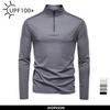 Spring Summer Men's Cool Touch UPF 100+ Sun Protection T-Shirt Mock Neck Slim Fit Long Sleeve Pullover Top T Shirt Men