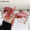 New Fashion Cutting Lens UV400 Rimless Sunglasses Gradient Rhinestone Sunglasses Women Sun Glasses