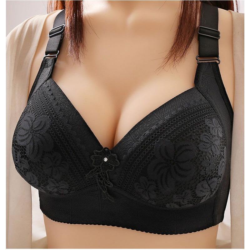 Lace Embroidery Gather To Prevent Sagging Bra Collect and Collect Breast Milk Non Magnetic and Non Steel Ring Women's Large Size Underwear