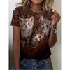Summer 3d Pattern Printing Beautiful Women's Animal Print Short-sleeved T-shirt Casual Fashion Blouse Suitable for Daily Wear