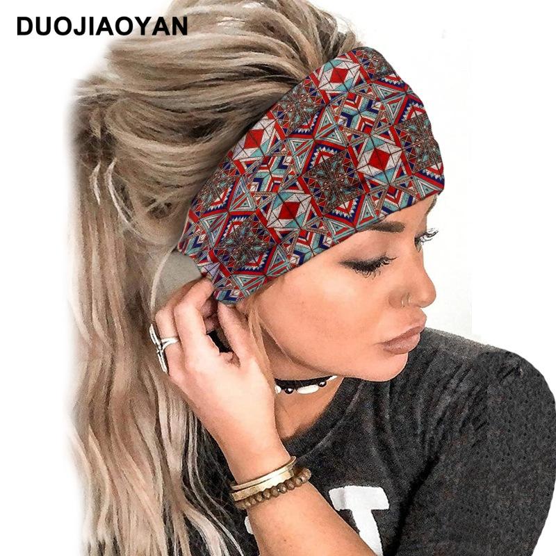 Paisley Pattern Sports Headbands, Stretchy Knotted Sweat Absorption Boho Fitness Running Yoga Headbands, Wide Boho Headband Headwrap