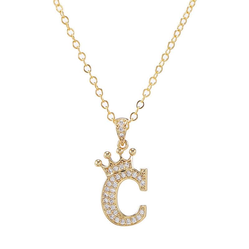 Zircon Crown Necklace New Necklaces Fashion Women's Necklace Pendant Simple English Letter Necklace