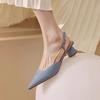 Women's Low Heels Sandals Fashion Pointed Toe Women's Stiletto Heels Slingback Casual Slippers Wedding Bride 2024 New