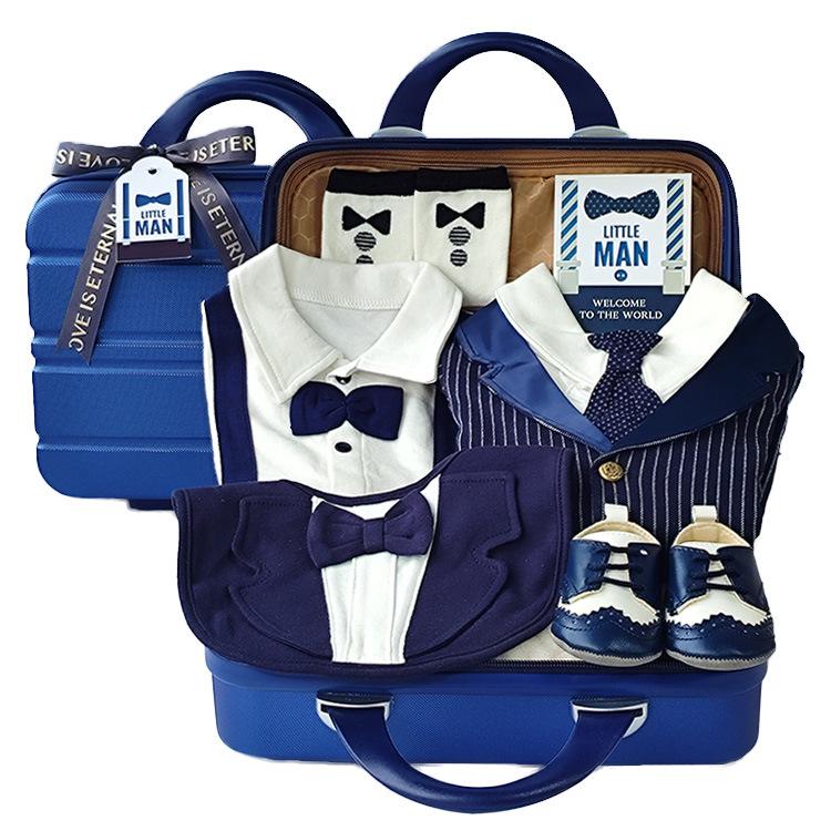 Royal Blue Baby Boy Gentleman Suit Gift Set for Autumn/Winter - Perfect for First Birthday, Full Moon, or Hundred Days Celebration