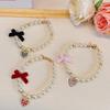 Pet Collar Faux Pearl Dog Collar with Heart Bowknot Charm Adjustable Straps Imitation Crystal Pet Collar Jewelry Accessories