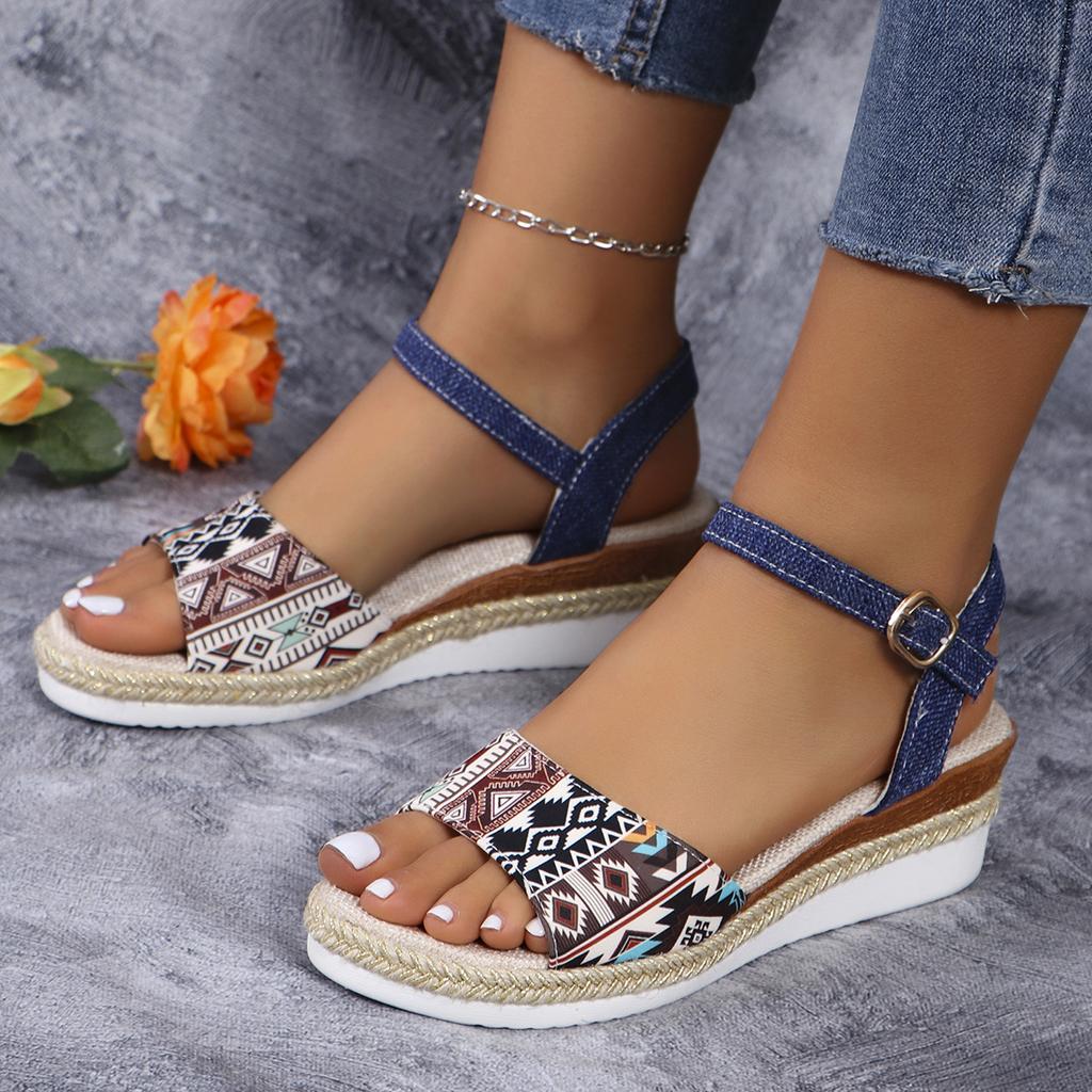 Fashion Women Fashion Platform Sandals 2024 Summer Peep Toe Wedges Gladiator Sandals Woman Non Slip Thick Soled Beach Shoes 36-43