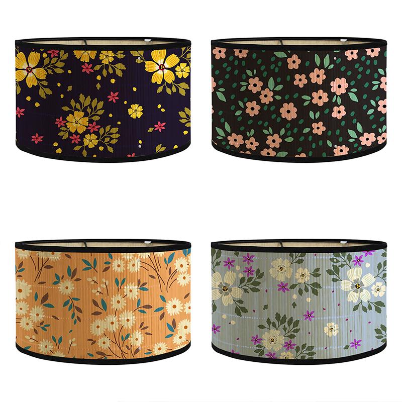1PC Bohemian Table Lamp Shade Handmade Floral Print Lampshade Ethnic Style Ceiling Light Fixture 30x30x20cm