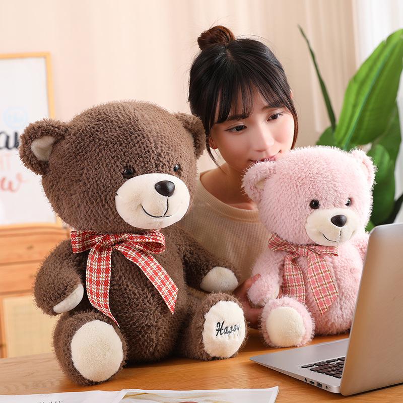 Bow Tie Teddy Bear Plush Toy Doll Sitting Cuddle Bear Doll Cute Bear For Girlfriend Valentine'S Day Gift