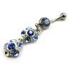 [B4412] - Body Piercing 'Crystal Flowers' Blue