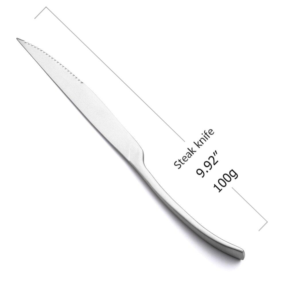 1Pc Matte Silver Steak Knife Fork Teaspoon Flatware 18/10 Stainless Steel Dinnerware Dessert Cutlery Kitchen Western Tableware Heavy Duty