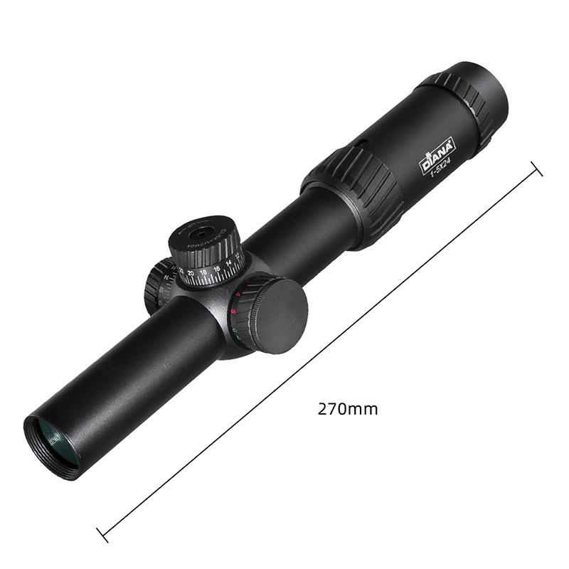 Diana 1-5X24 AOE Hunting Tactical Optical Sight, with Red and Green Glowing Cross Turret Locking Sight for Hunting