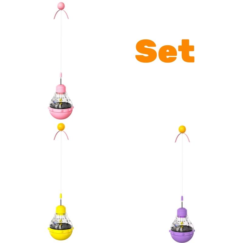 Cat Toy Flashing Ball Transparent Bulb Shape Tumbler Toy Turntable Bucency Teaser Ball Kitten Training Function Pet Supplies