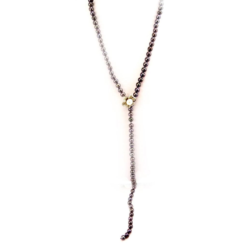 Les Trésors De Lily [C9148] - Gray 'Biwa Sensuel' Necklace