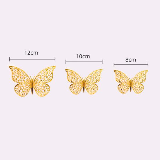 1 Set Wall Sticker with Glue Hollow Out Design Paper Art 3D Butterfly Refrigerator Sticker Home Decoration Household Supplies