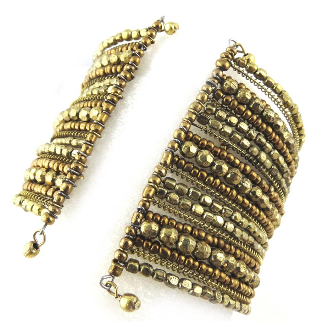 Les Trésors De Lily [N1183] - Golden 'Kathmandu' Designer Bracelet