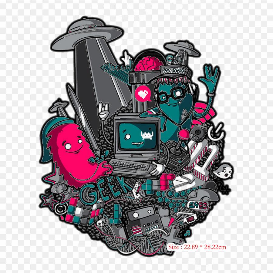 Graphic Design Psychedelia Psychedelic Drug Iron On Heat Transfer Printing Vinyl Patches Sticker for Clothes DIY Appliques Washable Patches